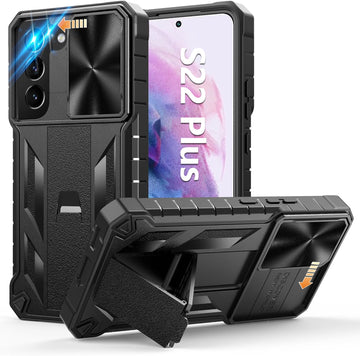 WTYOO for Samsung Galaxy S22-Plus Case: Military Grade Drop Proof Protective Rugged TPU Matte Shell | Shockproof Durable Protection Tough Cell Phone Cover with Built-in Kickstand