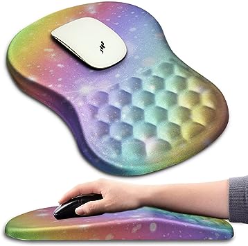 Rainbow Bubble Ergonomic Mouse Pad with Wrist Support and Massage Design - Comfort & Pain Relief (12x8 inch)