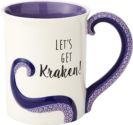 Our Name Is Mud “Kraken” Stoneware Sculpted Coffee Mug, 16 oz, Purple