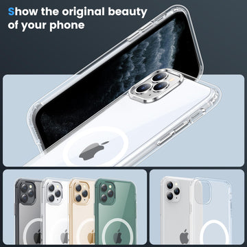 Temdan for iPhone 11 Pro Max Case Clear, [Compatible with Magsafe][Anti-Yellowing][Military-Grade Protection] Shockproof Slim Phone Case for iPhone 11 Pro Max 6.5 inch, Clear