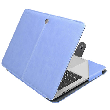 MOSISO Case Compatible with MacBook Air 13 inch M3 A3113 M2 A2681 M1 A2337 A2179 A1932/Pro 13 M2 M1 A2338 A2251 A2289 A2159 A1989 A1706 A1708, PU Leather Portfolio Protective Stand Cover,Serenity Blue