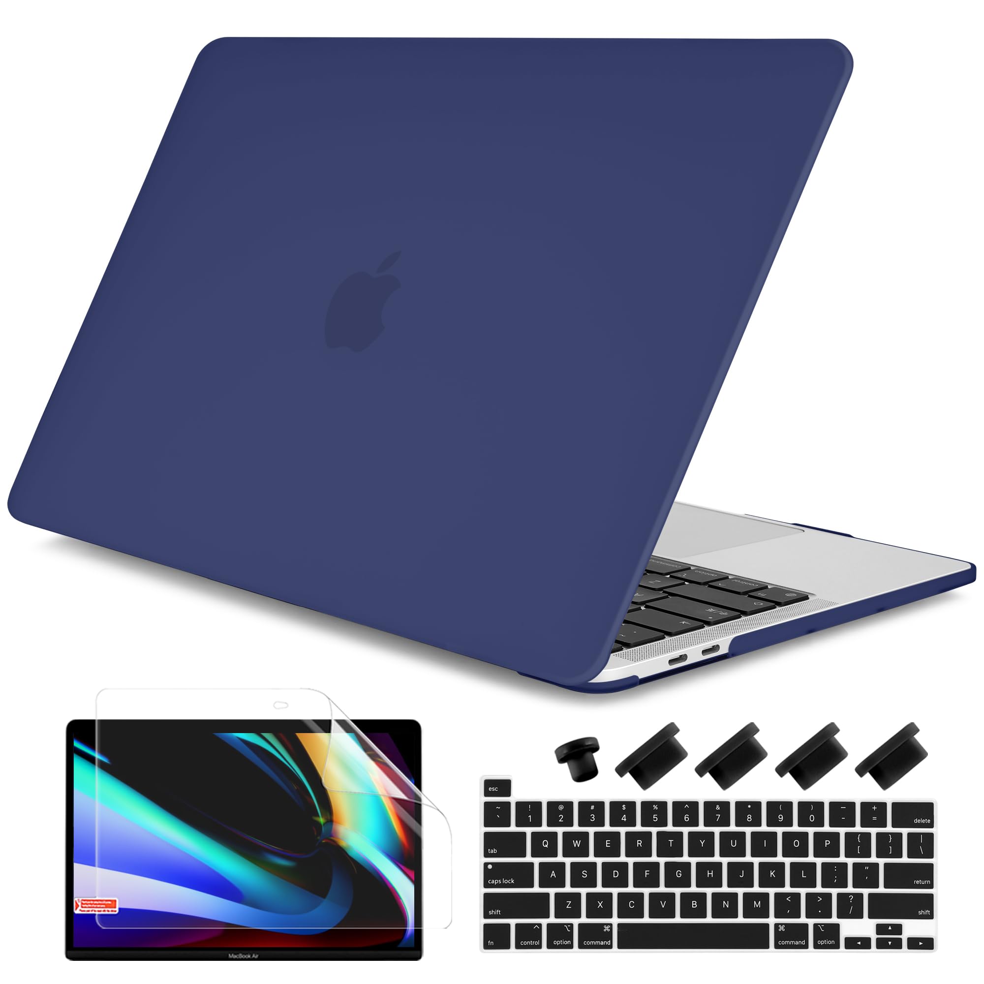 DONGKE for MacBook Pro 13 inch Case 2023 2022 2021 2020 Release Model: A2338 M2/M1 A2289 A2251 with Touch Bar & Touch ID, Frosted Matte Plastic Hard Shell Case & Keyboard Cover, Navy Blue