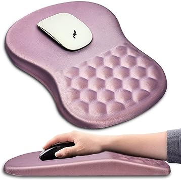 Ergonomic Pink Mouse Pad with Wrist Support and Massage Design - Pain Relief & Comfort (12x8 inch)