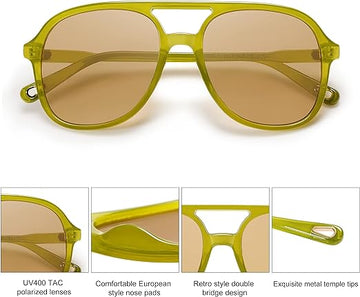 SOJOS Retro Aviators: Olive Green/Brown