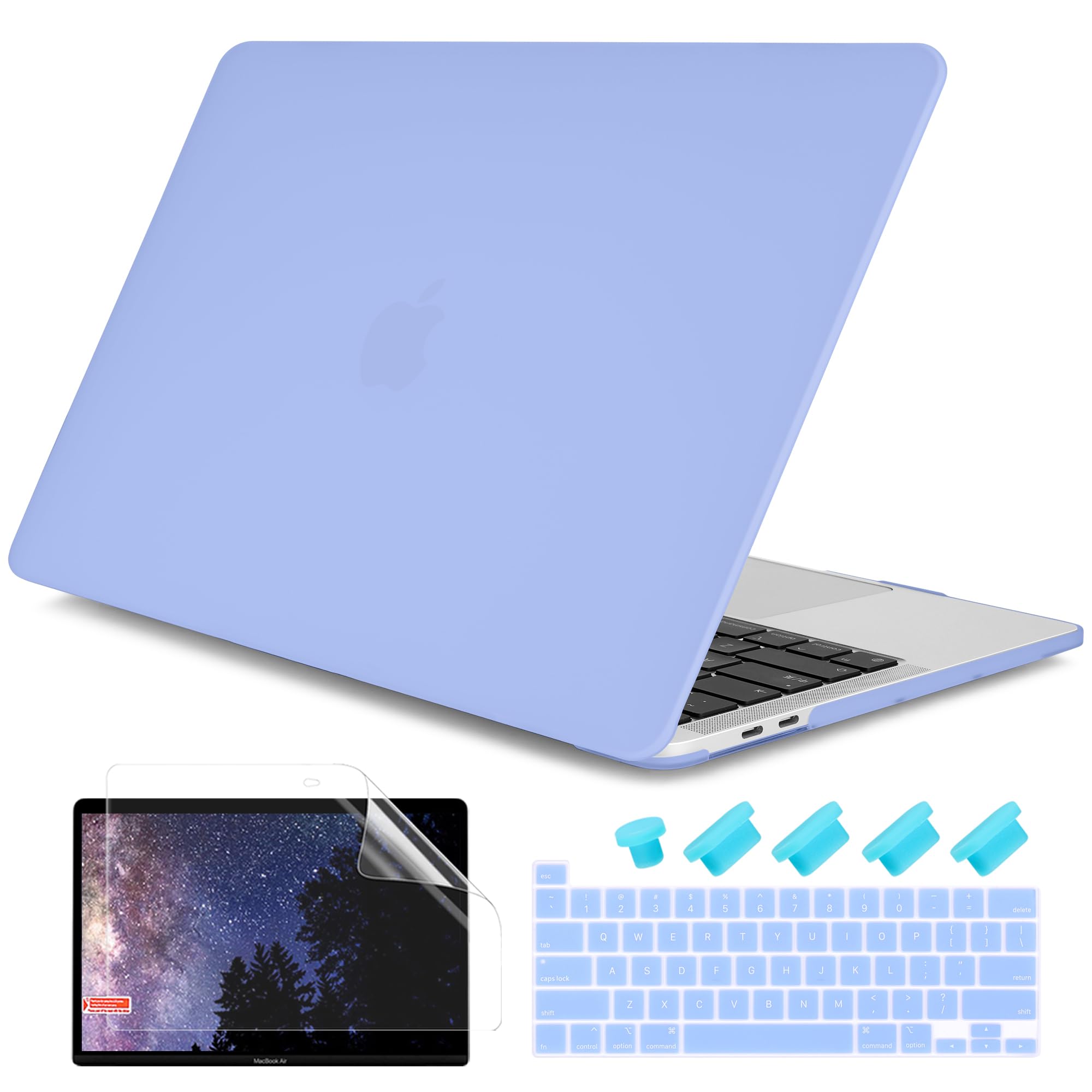 Dongke MacBook Pro 13 2020 Case Model M1 A2338/A2251/A2289, Plastic Smooth Frosted Hard Shell Cover Case for MacBook Pro 13 inch with Retina Display and Touch Bar Fits Touch ID, Senerity Blue