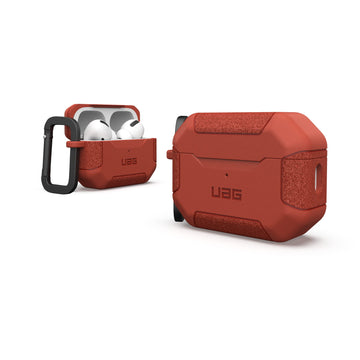 UAG Designed for AirPods Pro Case (2nd Generation 2022) Scout Rust Red - Premium Rugged Hard Shell Full Protective Case Cover with Detachable Keychain Carabiner by URBAN ARMOR GEAR