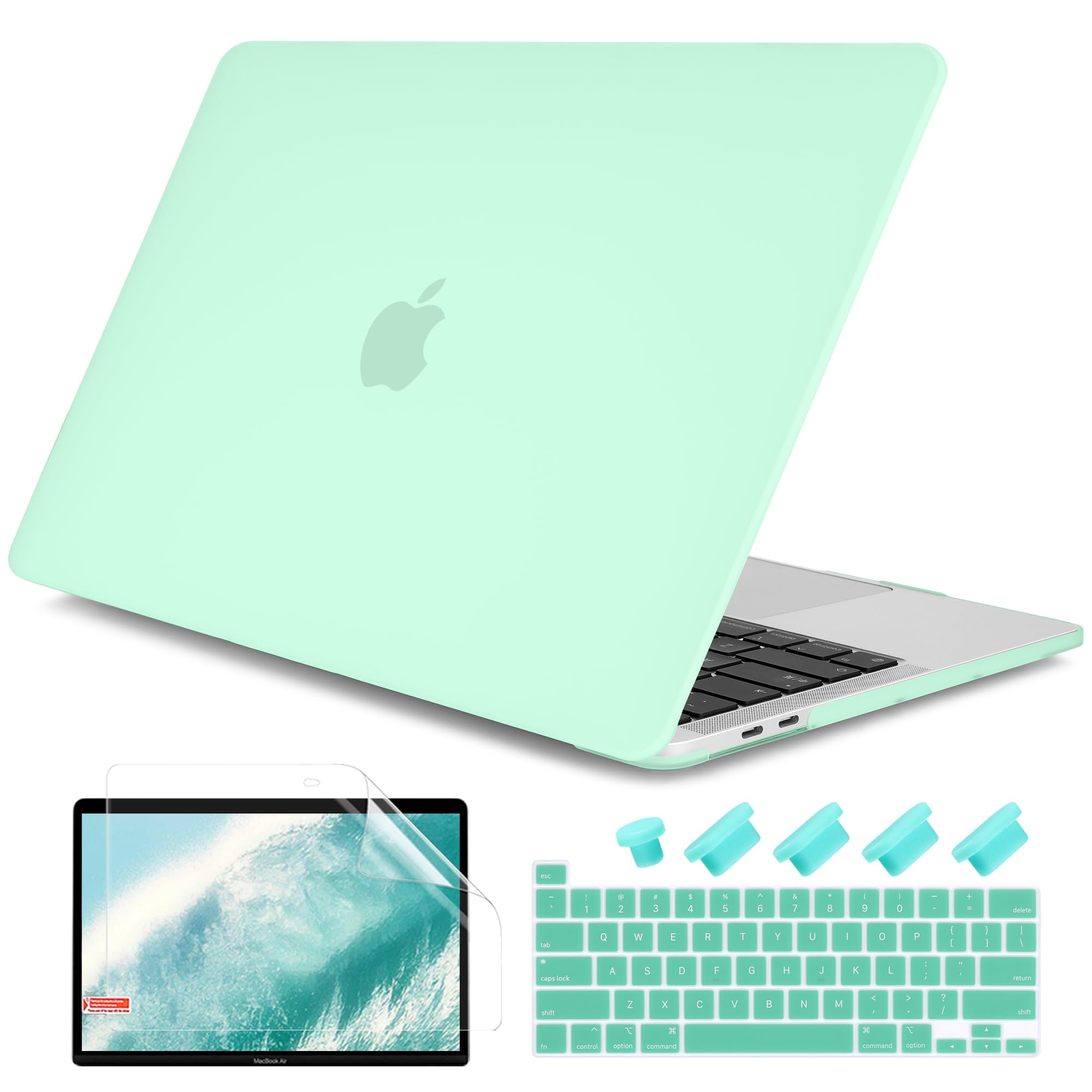 DONGKE for MacBook Pro 13 inch Case 2023 2022 2021 2020 Release Model: A2338 M2/M1 A2289 A2251 with Touch Bar & Touch ID, Frosted Matte Plastic Hard Shell Case & Keyboard Cover, Green