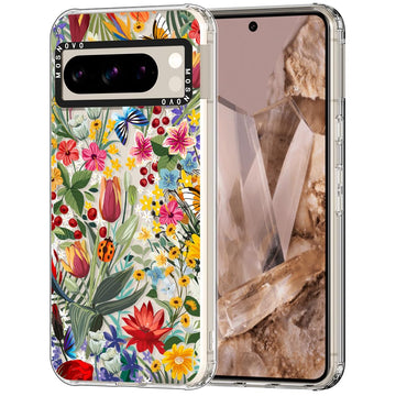 MOSNOVO Case for Google Pixel 8 Pro, [Buffertech 6.6ft Military-Grade Drop Protection] [Anti Peel Off Tech] Clear TPU Bumper Phone Case Cover Design - in The Garden