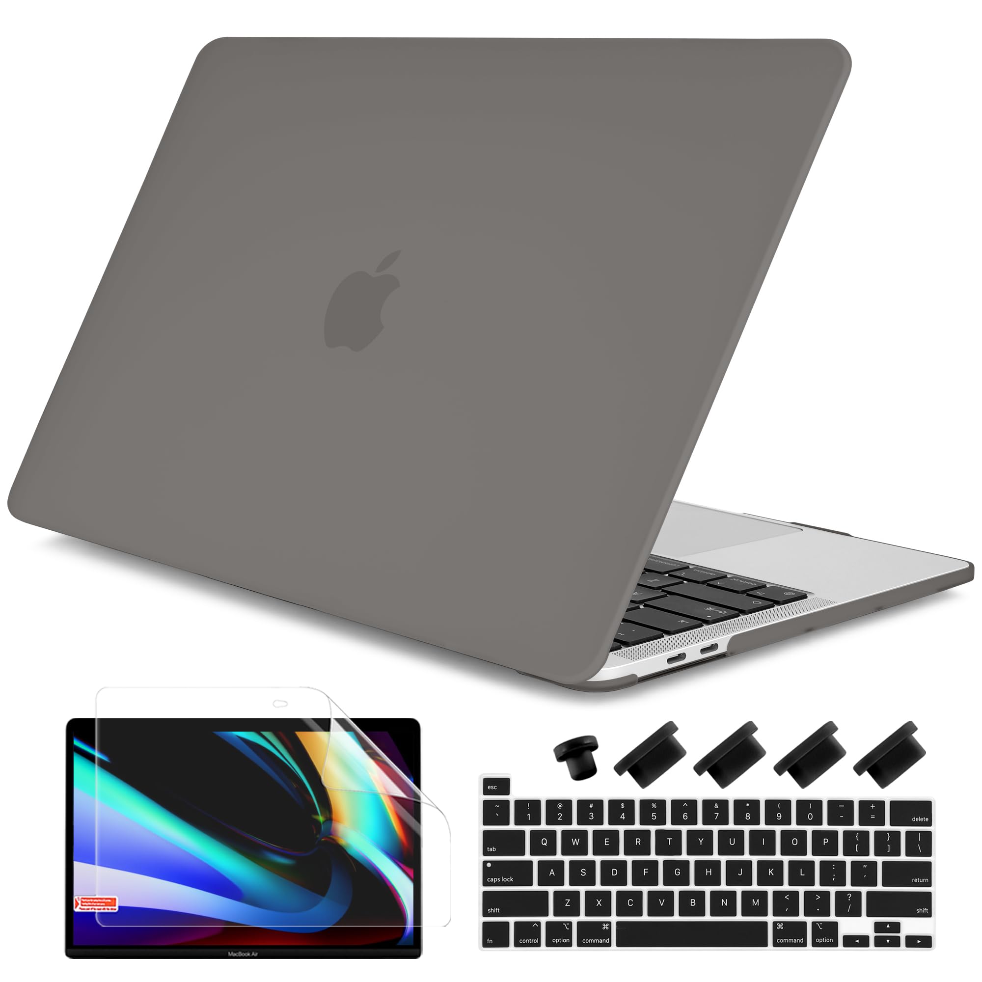 DONGKE for MacBook Pro 13 inch Case 2023 2022 2021 2020 Release Model: A2338 M2/M1 A2289 A2251 with Touch Bar & Touch ID, Frosted Matte Plastic Hard Shell Case & Keyboard Cover, Gray