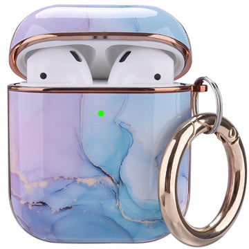 OLEBAND Case Fit for Airpod with Keychain and Cute Skin,Hard iPods 1st 2nd Gen Cover for Women and Girls,Accessory Sets fit for Air pod 2/1 Generation,Watercolor Marble