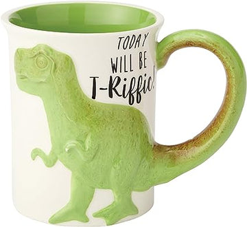 Our Name is Mud “Tea Rex” Stoneware Coffee, 16 oz. Sculpted Mug, Green