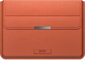 INVZI MacBook Sleeve - Vegan Leather - MacBook Pro M1/Max - Compact Design with Invisible Stand (Saddle Brown)