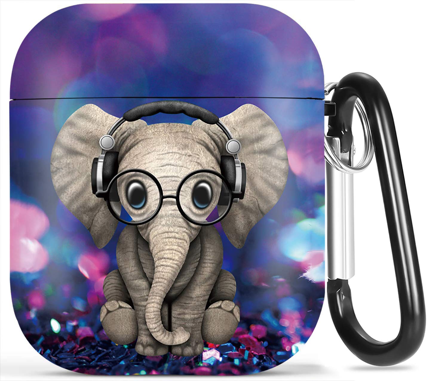 OTOPO Compatible with Airpods Case for Kid,Cute Elephant Protective Hard Cover Portable & Shockproof Women Girls Men with Keychain for Airpods 1/2 Charging Case -Elephant