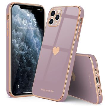 Teageo for iPhone 11 Pro Max Case for Girl Women Cute Love-Heart Luxury Bling Soft Back Cover Raised Full Camera Protection Bumper Silicone Shockproof Phone Case for iPhone 11 Pro Max, Lavender