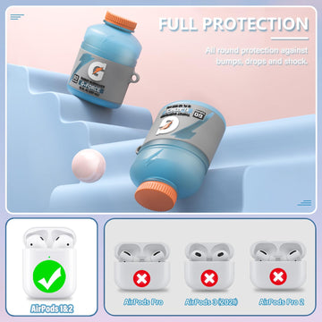 Cute Case for Airpod 2/1 with Cleaner kit,3D Kawaii Silicone Airpod Case Cartoon Food Funny Protective Cover Accessories for Airpod 1&2 Gen Charging Case for Girls Boys-Sport Water