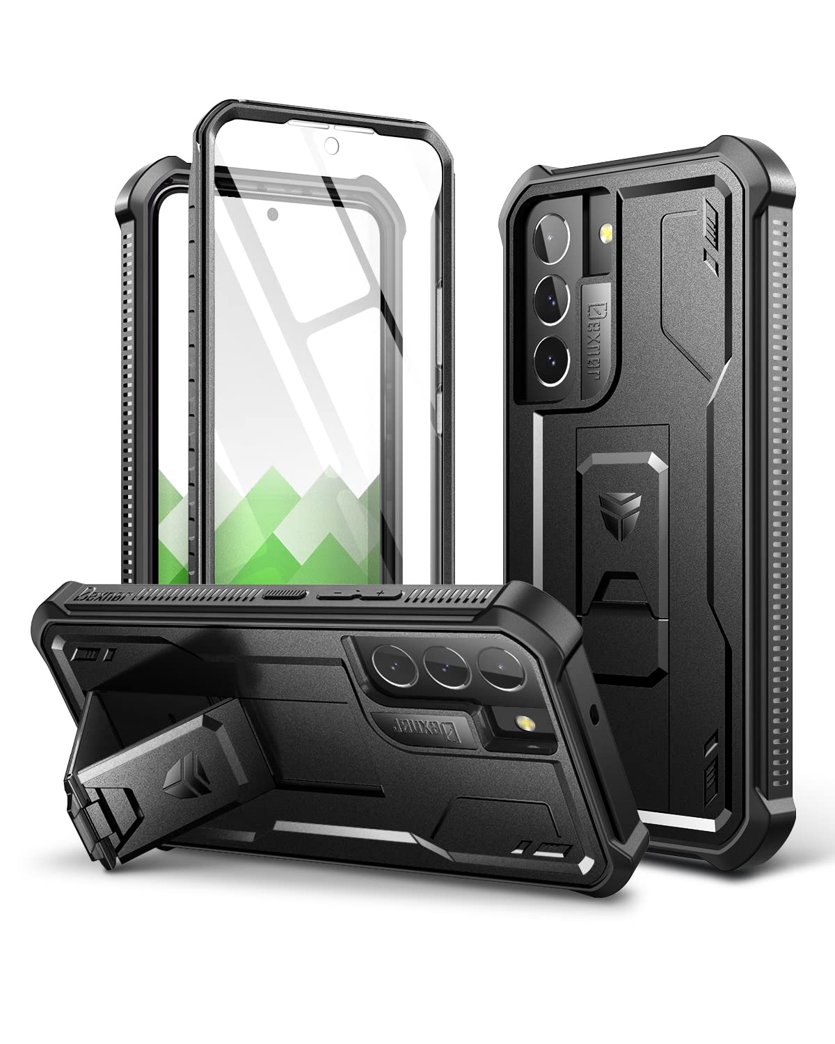 Dexnor for Samsung Galaxy S22 Plus Case, [Built in Screen Protector and Kickstand] Heavy Duty Military Grade Protection Shockproof Protective Cover for Samsung Galaxy S22 Plus 5G,Black