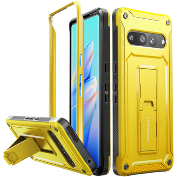 URBANITE for Google Pixel 7 Pro Case, Military Grade Rugged Shockproof Protective Cover with Kickstand (Yellow)