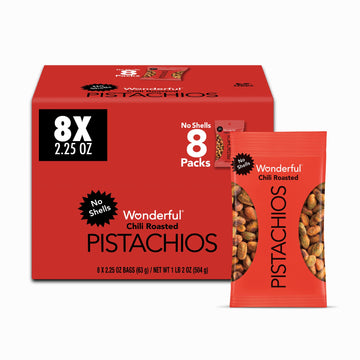 Wonderful Pistachios No Shells, 3 Flavors Mixed Variety Pack of 9 (0.75 Ounce), Roasted & Salted Nuts (4), Chili Roasted (3), Honey Roasted (2), Protein Snacks, Gluten Free, Pantry Staples, Healthy Snacks Variety Pack for Adults