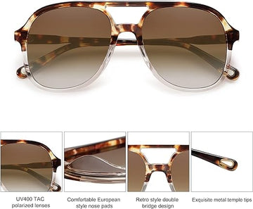 SOJOS Retro Aviators: Tortoise Gradient Brown/Brown