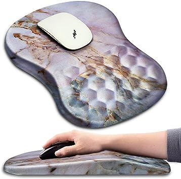 Pink Marble Ergonomic Mouse Pad with Wrist Support (12x8 inch)