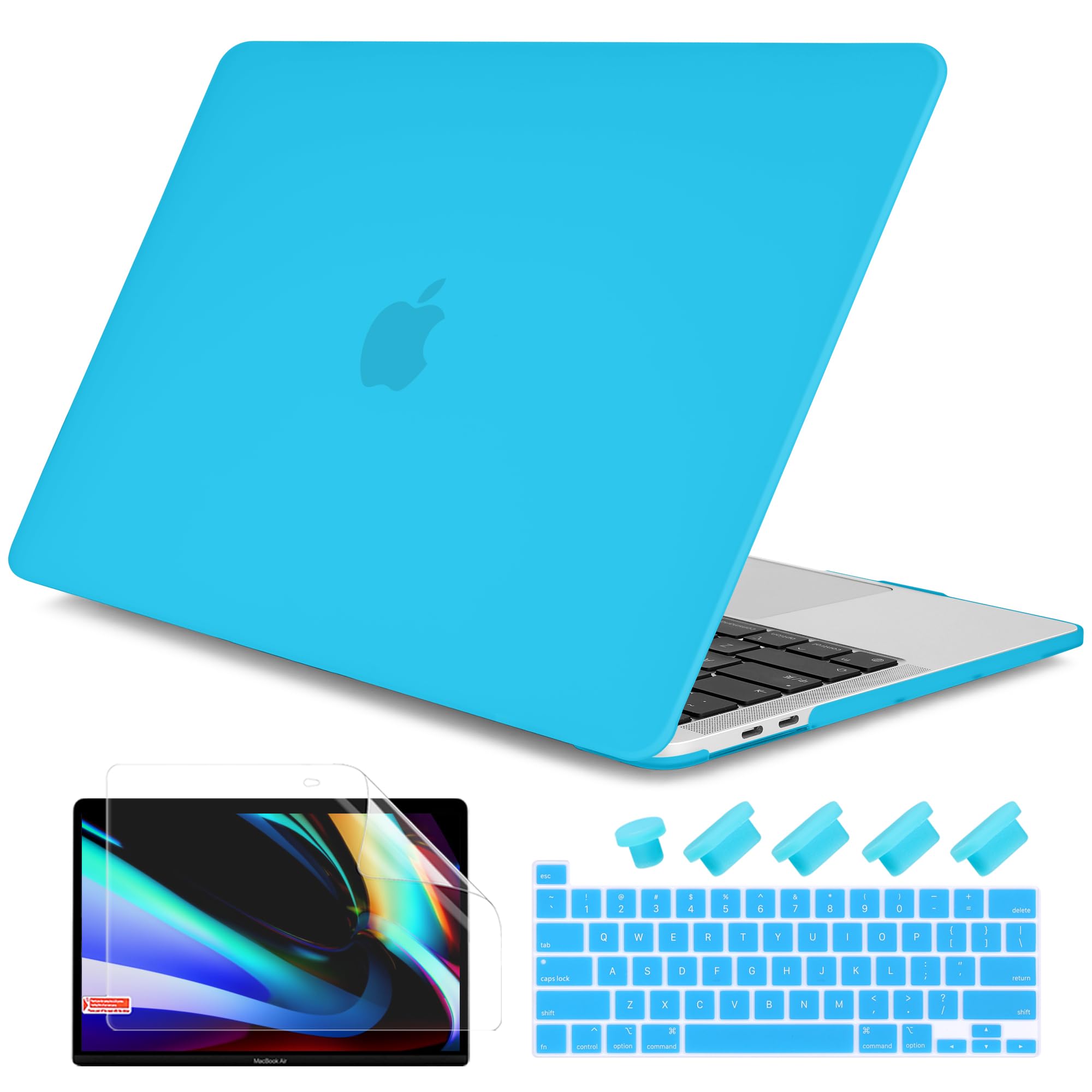 DONGKE for MacBook Pro 13 inch Case 2023 2022 2021 2020 Release Model: A2338 M2/M1 A2289 A2251 with Touch Bar & Touch ID, Frosted Matte Plastic Hard Shell Case & Keyboard Cover, Sky Blue