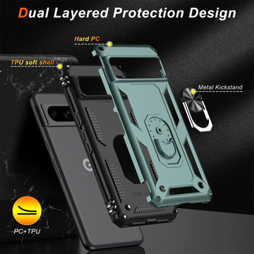 LUMARKE for Google Pixel 8 Pro Case with Screen Protector,Pass 16ft. Drop Tested Military Grade Cover with Magnetic Ring Kickstand,Protective Phone Case for Google Pixel 8 Pro Pine Green