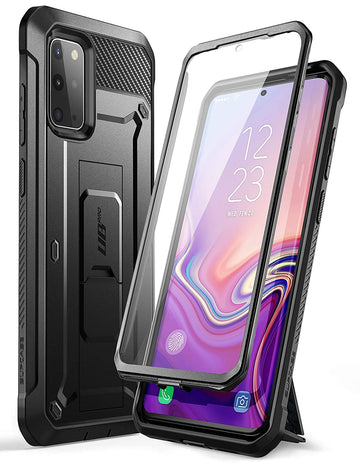 SUPCASE for Samsung Galaxy S20 Plus 5G Case with Screen Protector, [Built-in Belt Clip & Stand] Full-Body Heavy Duty Shockproof Rugged Kickstand Protective Phone Case for Galaxy S20 Plus (2020), Black