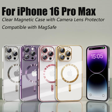 Misscase for iPhone 16 Pro Max MagSafe Case with Camera Lens Protector,Full Protection Clear Magnetic Case Compatible with MagSafe Elegant Anti-Scratch Case Cover for iPhone 16 Pro Max Purple