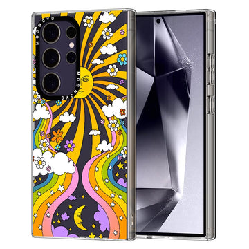 MOSNOVO Case for Samsung Galaxy S24 Ultra, [Buffertech 6.6ft Military-Grade Drop Protection] [Anti Peel Off Tech] Clear TPU Bumper Phone Case Cover Design - 70's Psychedelic Groovy Art