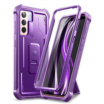 Dexnor for Samsung Galaxy S21+ Plus Case, [Built in Screen Protector and Kickstand] Heavy Duty Military Grade Protection Shockproof Protective Cover for Samsung Galaxy S21 Plus 5G, 6.7 inch Purple