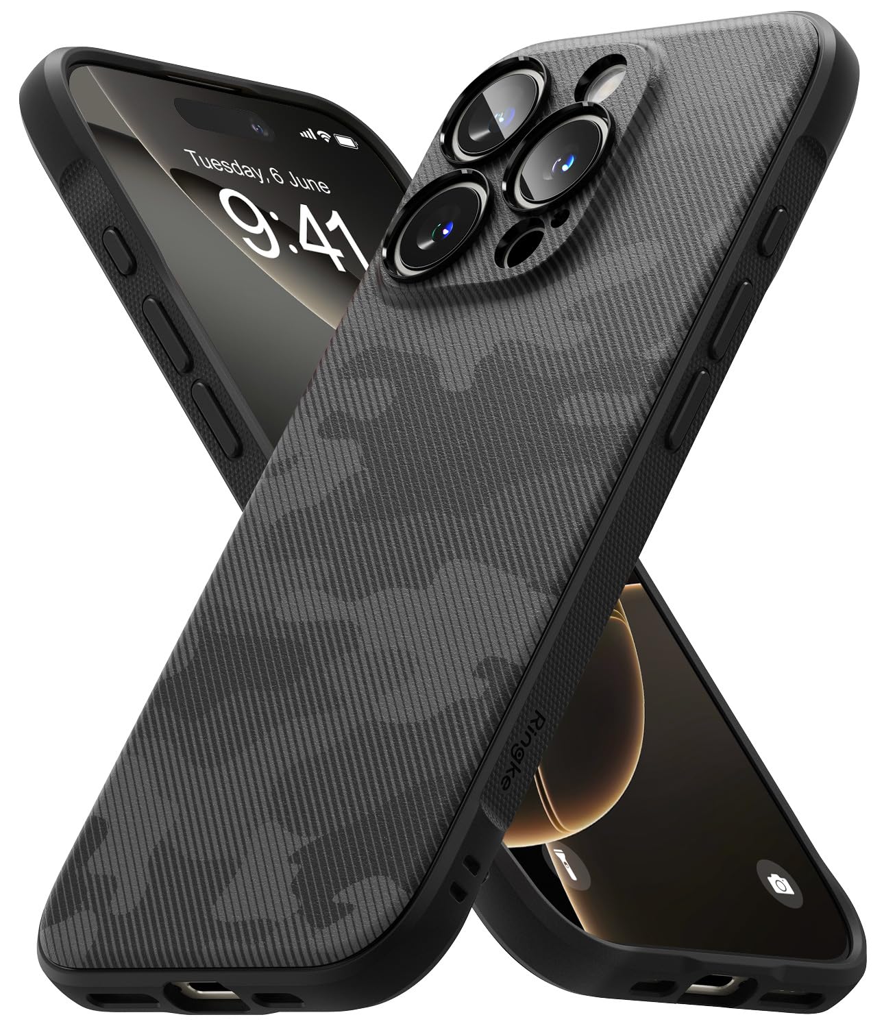 Ringke Onyx [Feels Good in The Hand] Compatible with iPhone 16 Pro Max Case, Anti-Fingerprint Technology Prevents Oily Smudges Non-Slip Enhanced Grip Precise Cutouts for Camera - Camo Black