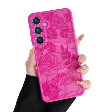 XIZYO for Samsung Galaxy S24 Ultra Case, Floral Rose Cute Phone Case for Women Girls Aesthetic Pattern Print Slim TPU Bumper Case Shockproof Protective Case for S24 Ultra, Black