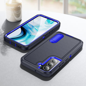 for Samsung Galaxy S22 Plus Case Galaxy S22+ Case with Kickstand Case 3-Layer Military Grade Protective Case Cover Silicone Heavy Duty Rugged Shockproof for Galaxy S22 Plus S22+ Phone Case (Navy+Blue)