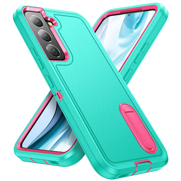 Fucozan for Samsung Galaxy S22 Plus Case Galaxy S22+ Case with Kickstand Case 3-Layer Military Grade Protective Case Cover Silicone Rugged Shockproof for Galaxy S22 Plus S22+ Phone Case Cyan+Rose Red