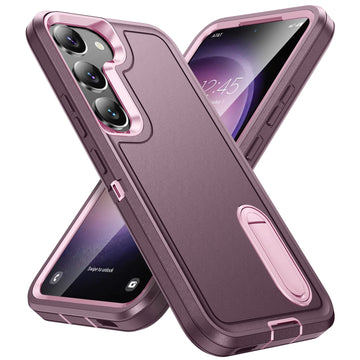 BaHaHoues for Samsung Galaxy S23 Case for Samsung S23 Phone Case with Built in Kickstand, Shockproof/Dustproof/Drop Proof Military Grade Protective Cover for Galaxy S23 5G (Night Purple/Baby Pink)