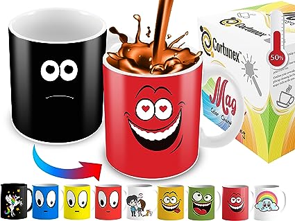 Heat Changing Mug - Red Falling in Love Funny Face