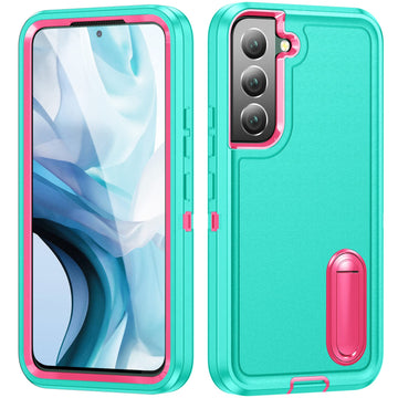 Fucozan for Samsung Galaxy S22 Plus Case Galaxy S22+ Case with Kickstand Case 3-Layer Military Grade Protective Case Cover Silicone Rugged Shockproof for Galaxy S22 Plus S22+ Phone Case Cyan+Rose Red