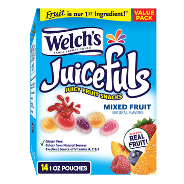 Welch’s Fruit Snacks, Mixed Fruit, Great for School Lunches, Bulk Pack, Gluten Free, Individual Single Serve Bags, 0.8 oz (Pack of 40)