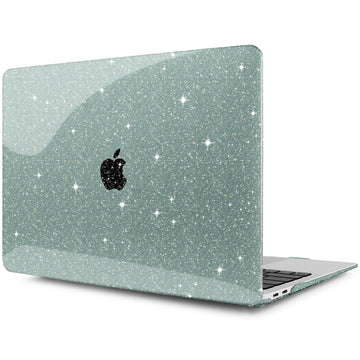 DONGKE for MacBook Air 13 inch Case 2021-2018 Release A2337 M1 A2179 A1932, Bling Plastic Hard Shell Case & Keyboard Cover Only Compatible with MacBook Air 13 inch Retina Fits Touch ID, Sparkly Green