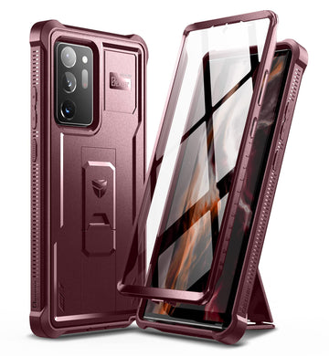 Dexnor for Samsung Galaxy Note 20 Ultra 5G Case, [Built in Screen Protector and Kickstand] Heavy Duty Military Grade Protection Shockproof Protective Cover for Samsung Galaxy Note 20 Ultra, Maroon Red