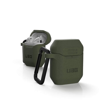 URBAN ARMOR GEAR UAG Compatible with AirPods (1st & 2nd Gen) Case Full-Body Protective Soft-Touch Silicone Case with Detachable Carabiner, Standard Issue Silicone_001, Mallard