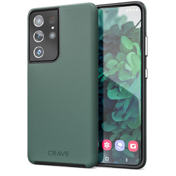 Crave Dual Guard for Galaxy S21 Ultra Case, Shockproof Protection Dual Layer Case for Samsung Galaxy S21 Ultra, S21 Ultra 5G (6.8 inch) - Forest Green