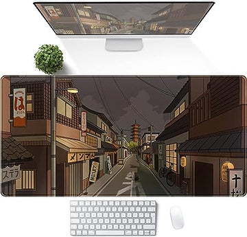 Tokyo Street at Night Desk Mat - Japanese XL Mouse Pad for Stylish Workstation