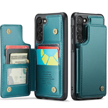 Vinich for Samsung Galaxy S23 Plus Case with Card Holder, for Samsung S23 Plus Wallet Case for Women Men with RFID Blocking, Durable Kickstand Shockproof Case for Galaxy S23 Plus 5G, Bluish Green