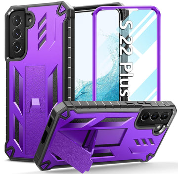 WTYOO for Samsung Galaxy S22-Plus Case: Military Grade Drop Proof Protective Rugged TPU Matte Shell | Shockproof Durable Protection Tough Cell Phone Cover with Built-in Kickstand