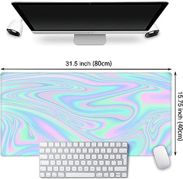 Rainbow Marble Holographic Gaming Mouse Pad - Stylish and Practical Desk Upgrade