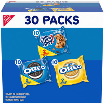 Nabisco Sweet Treats Cookie Variety Pack OREO, OREO Golden & CHIPS AHOY!, 30 Snack Packs (2 Cookies Per Pack)