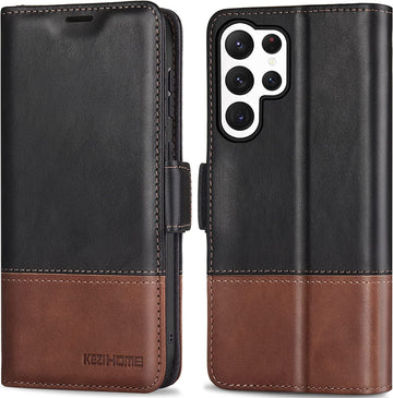 Genuine Leather RFID Blocking Wallet Case for Samsung Galaxy S23 Ultra