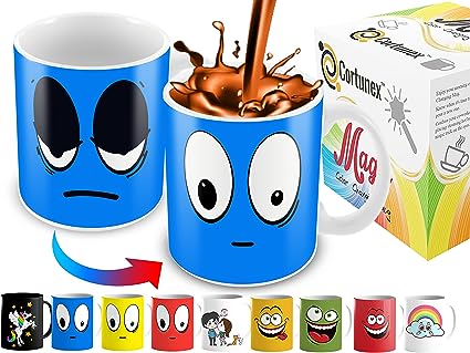 Heat Changing Mug - Funny Blue Sleepy Smiley Face