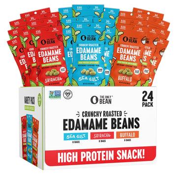 The Only Bean Crunchy Roasted Edamame - Healthy Snacks for Adults and Kids (Variety Pack), Low Calorie & Carb Keto Snack Food, Vegan Gluten Free High Protein Snacks (11g), Office Snack, 0.9oz 24 pack